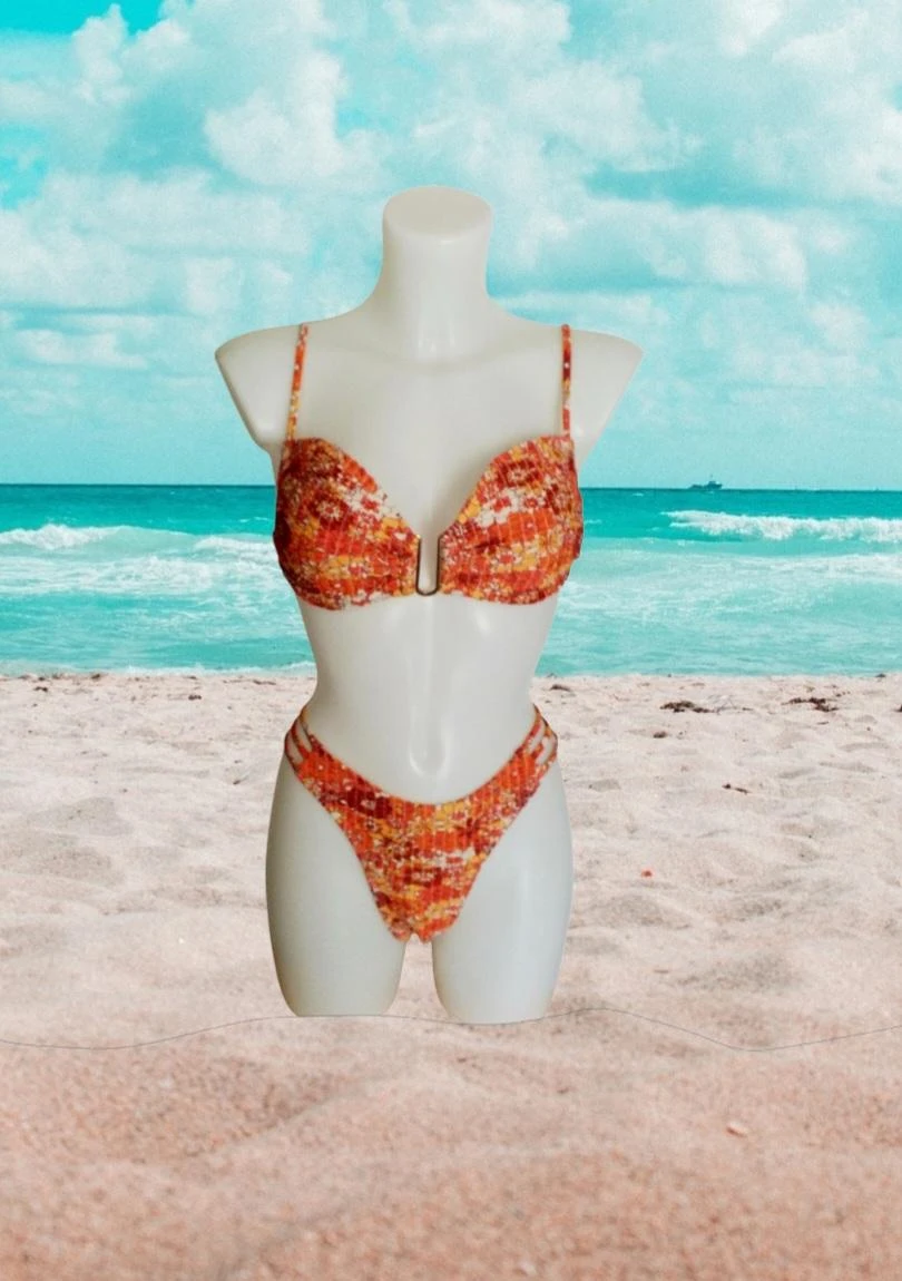 Maillot de bain 2 pièces imprimé fleuris taille L Neuf dans son emballage d'orig